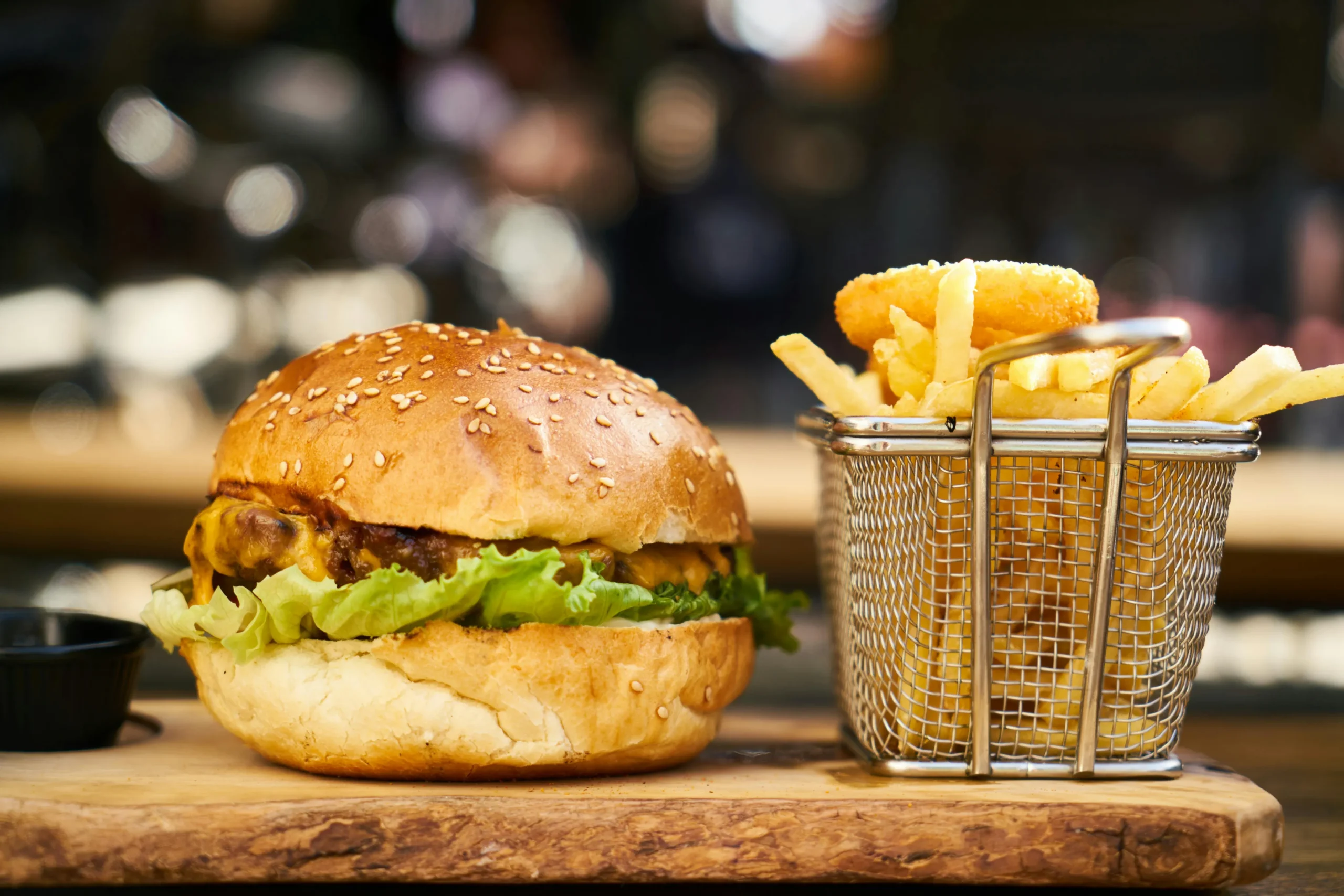 Stock Image of a burger and fries