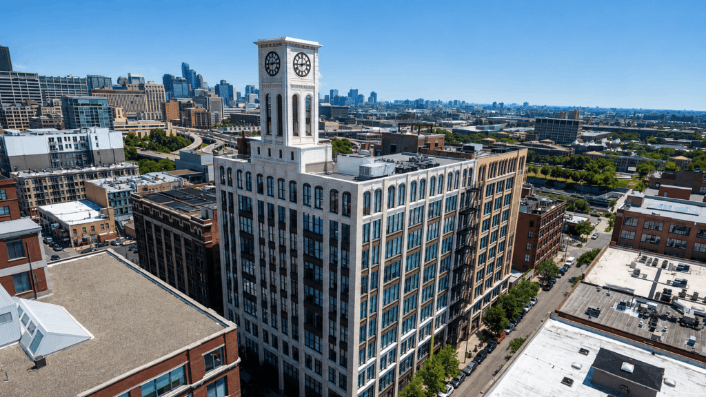 Enhanced Aerial view of Tailor Lofts